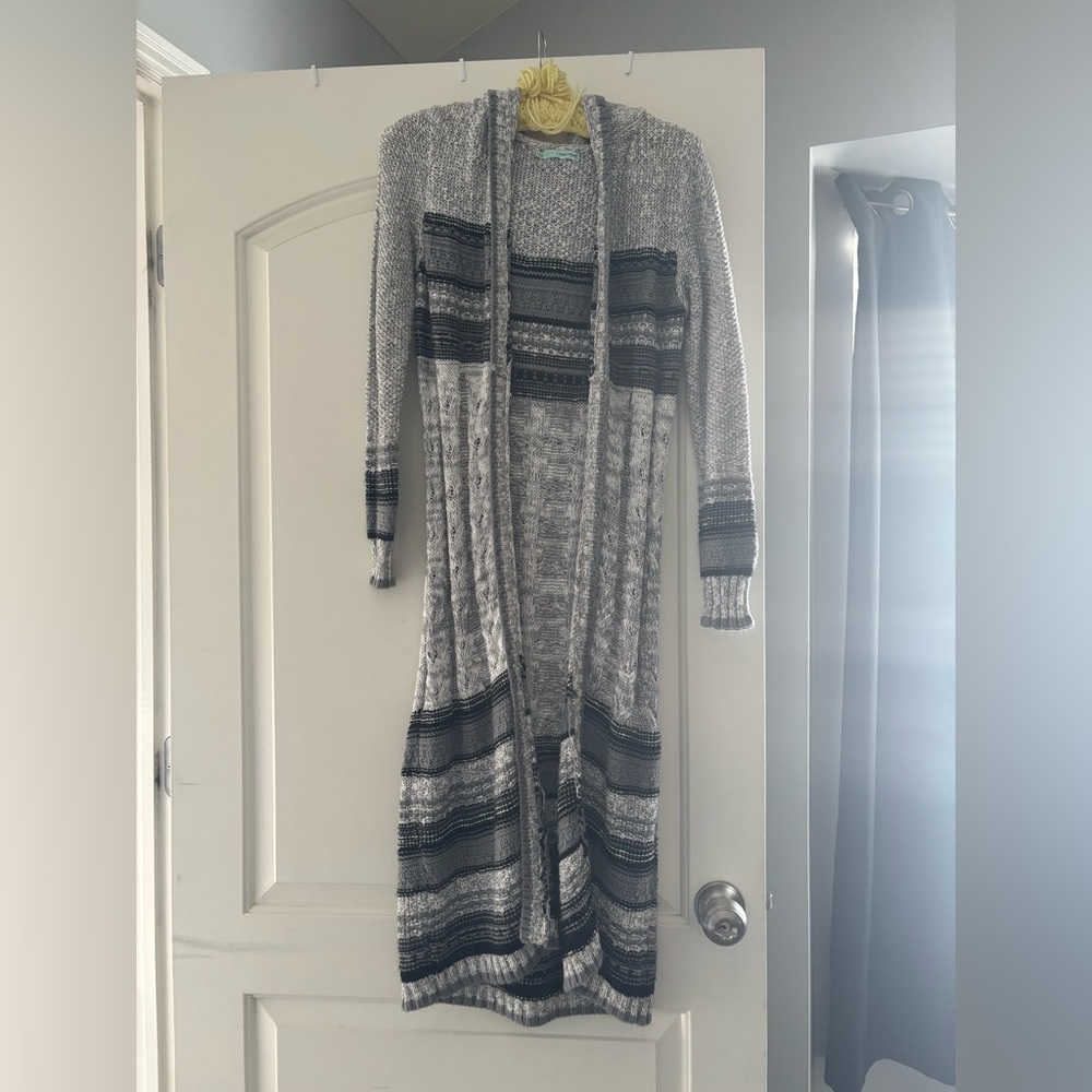 Hooded long cardigan